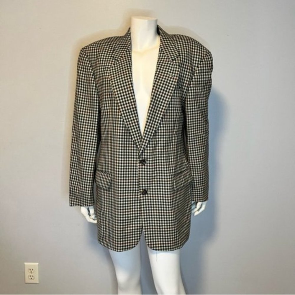 Hugo Boss Men’s 100% Wool Houndstooth White Black Two Button Blazer S